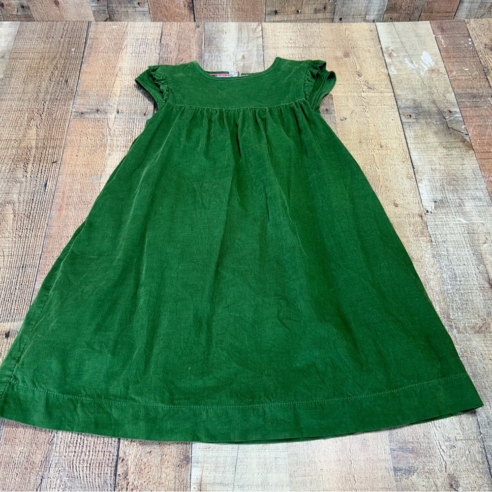 Mini Boden Green Ruched Lined Sundress with Cap Sleeves and Pockets